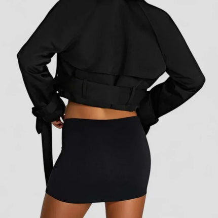 Women's Cropped Belted Trench Jacket