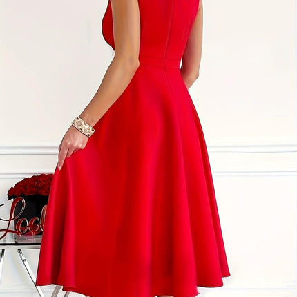 Women's V-Neck Midi Dress Elegant Style