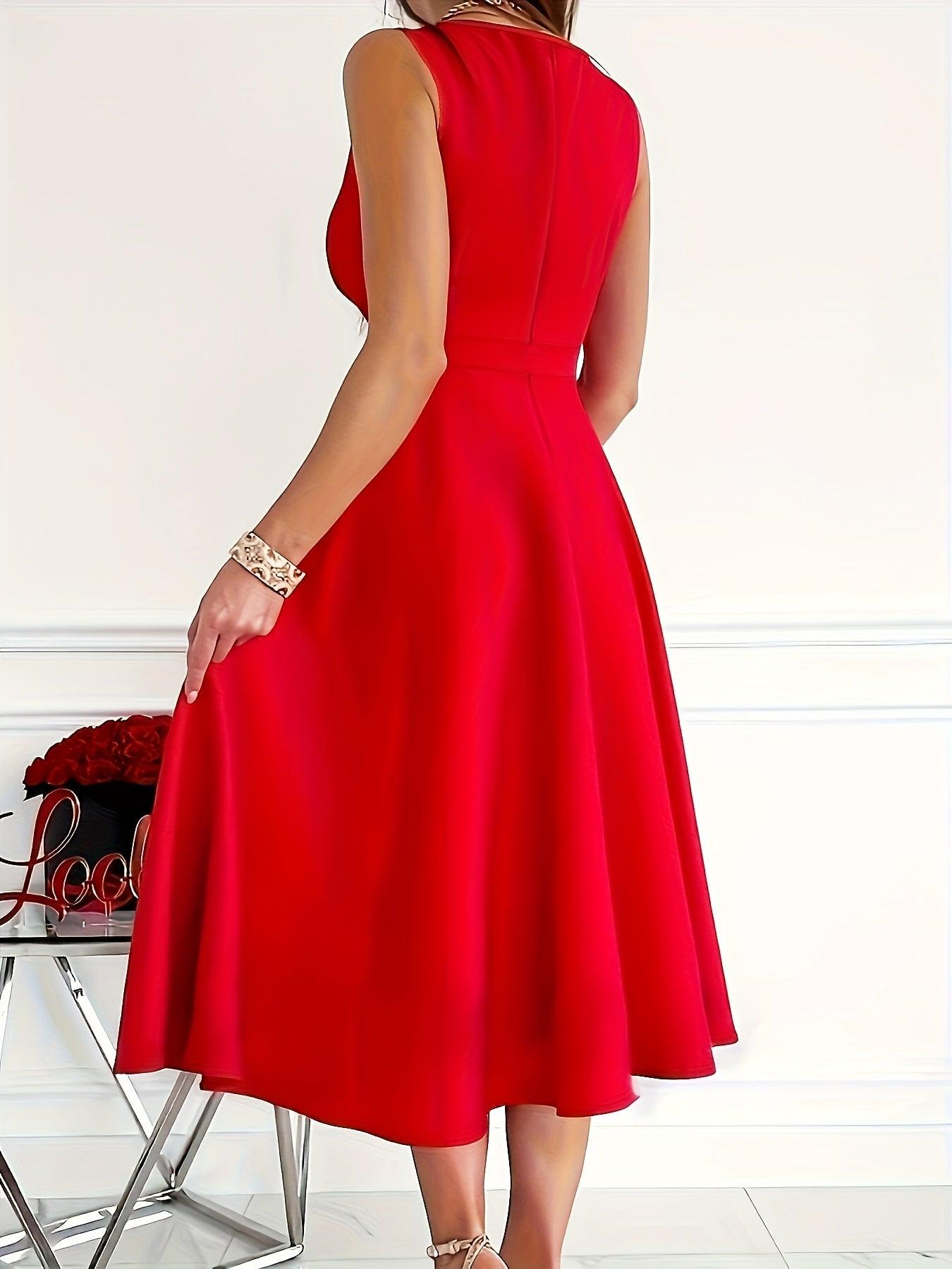 Women's V-Neck Midi Dress Elegant Style