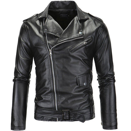 Men's Casual Motorcycle Jacket with Collar