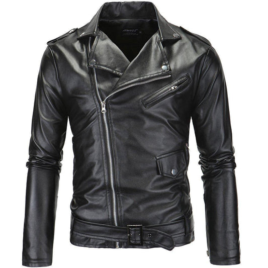 Men's Casual Motorcycle Jacket with Collar