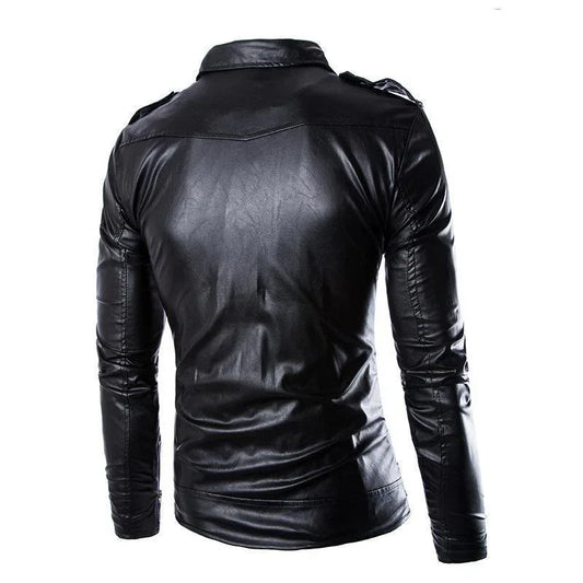 Men's Casual Motorcycle Jacket with Collar