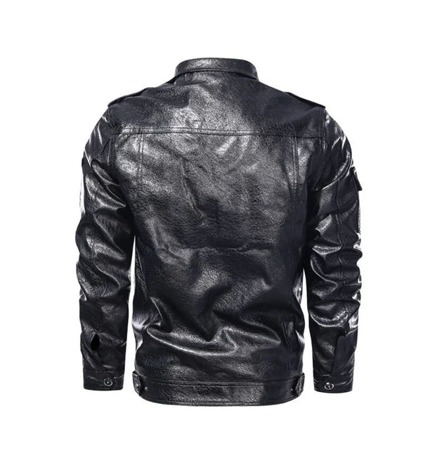 Men's Casual Jacket PU Leather with Patch Details