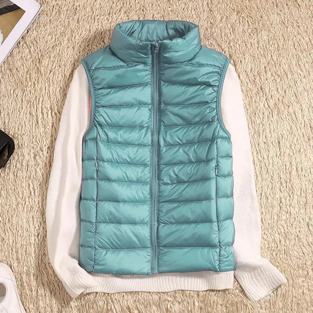 Women's Sleeveless Puffer Vest - Ultra Light Down Layer