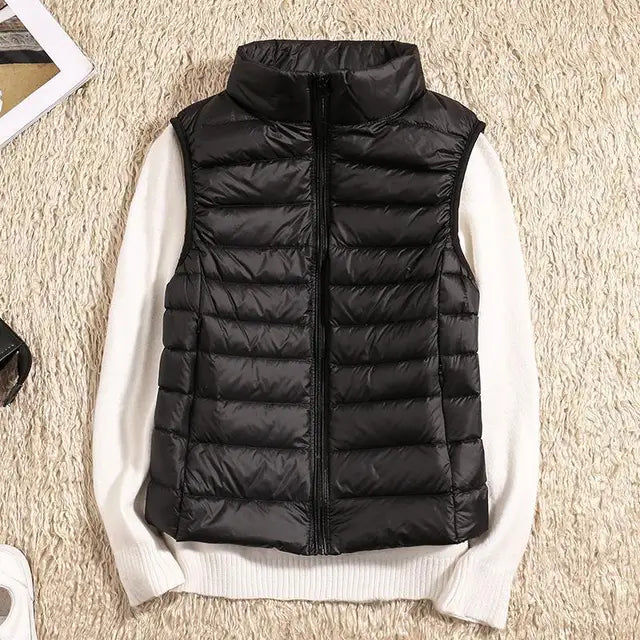 Women's Sleeveless Puffer Vest - Ultra Light Down Layer
