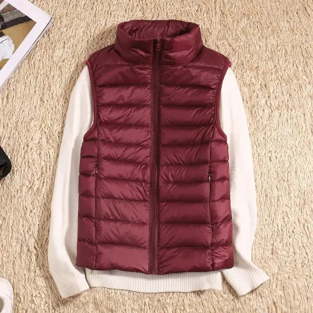 Women's Sleeveless Puffer Vest - Ultra Light Down Layer