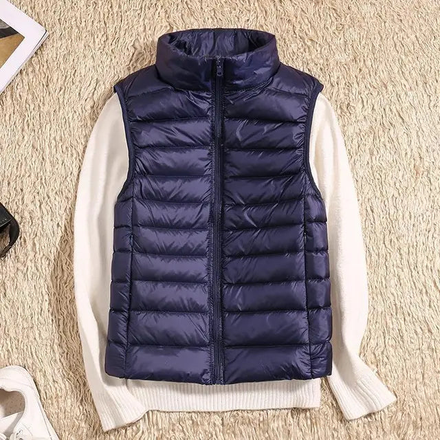 Women's Sleeveless Puffer Vest - Ultra Light Down Layer