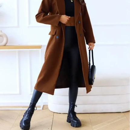 Women's Long Trenchcoat Elegant Fitted