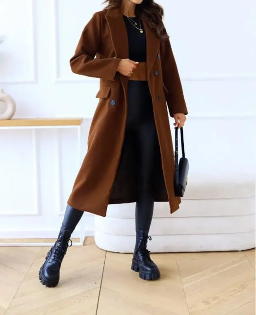 Women's Long Trenchcoat Elegant Fitted