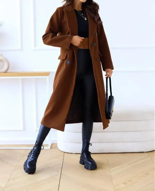 Women's Long Trenchcoat Elegant Fitted