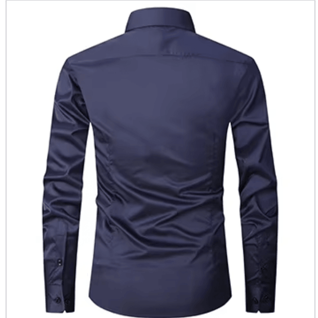 Men's Long Sleeve Slim Fit Shirt with Contrast Buttons