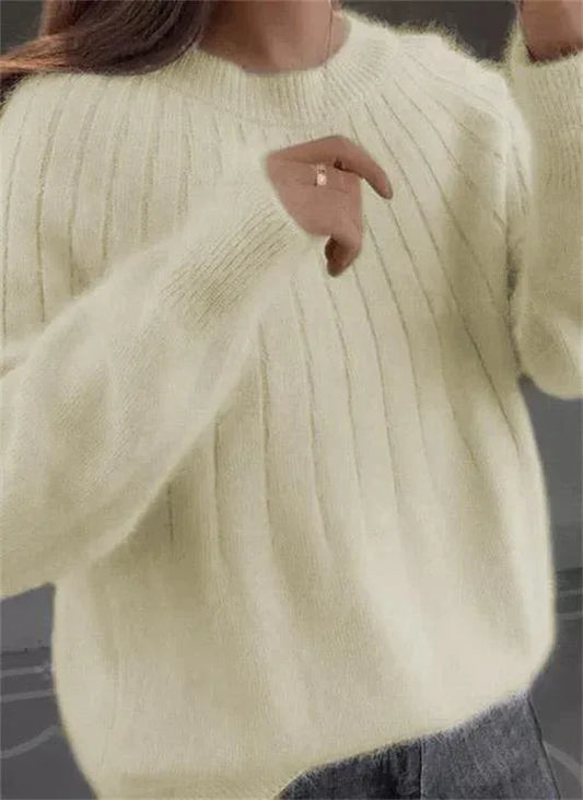 Women's Knitted Jumper Fluffy Cashmere-Like