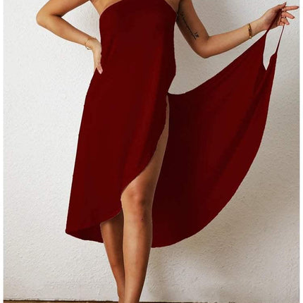 Women's One-Shoulder Maxi Dress - Asymmetrical Cut - High-Low Hem - Elegant Flowy Fit