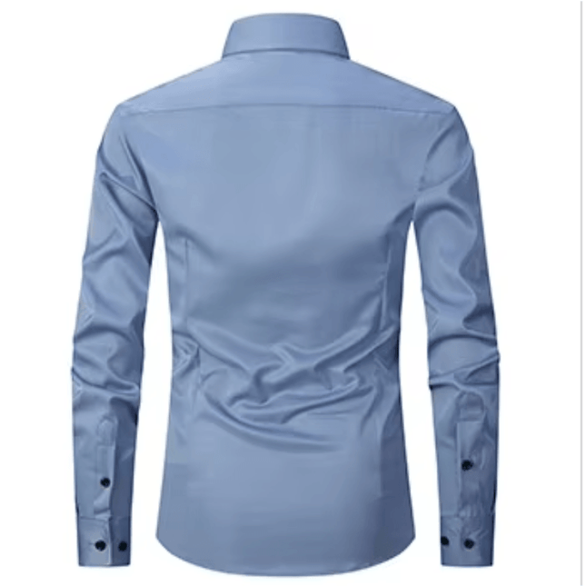 Men's Long Sleeve Slim Fit Shirt with Contrast Buttons