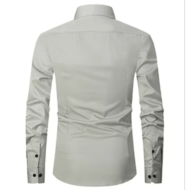 Men's Long Sleeve Slim Fit Shirt with Contrast Buttons