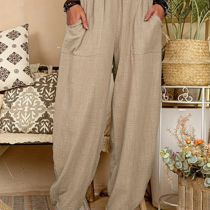 Women's Lightweight Breathable Trousers Relaxed Fit Elastic Waist