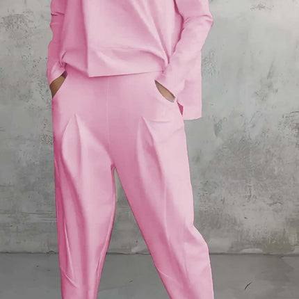 Women's Casual Chic Harem Pants Set with Irregular Long-Sleeve Top