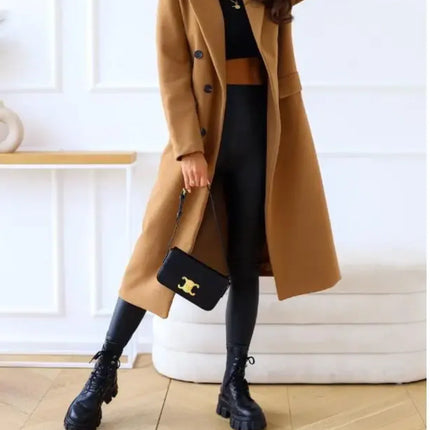 Women's Long Trenchcoat Elegant Fitted