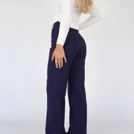 Women's Wide-Leg Trousers High-Waisted Tailored Fit Full Length