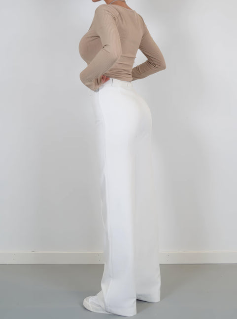 Women's Wide-Leg Trousers High-Waisted Tailored Fit Full Length