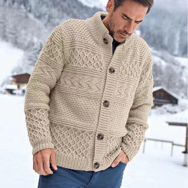 Men’s Long Sleeve Casual Coat with Button Closure