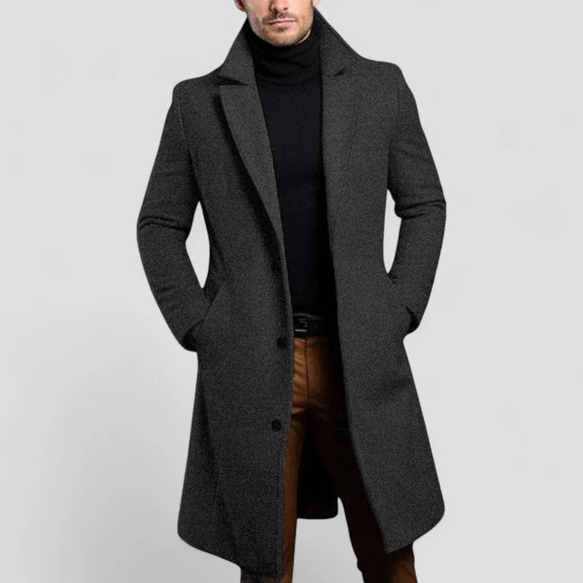 Men's Mid-Length Overcoat Wool Blend