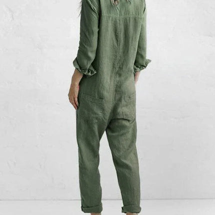 Women's Jumpsuit Button-Up with Pockets