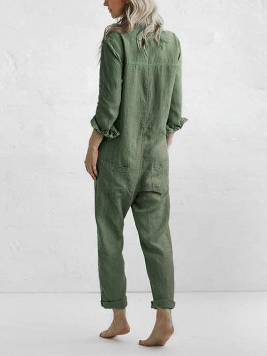 Women's Jumpsuit Button-Up with Pockets