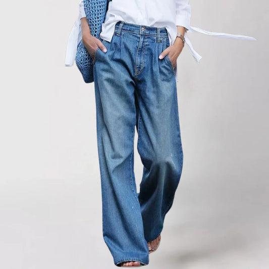 Women's Wide-Leg Denim Jeans Comfortable Fit