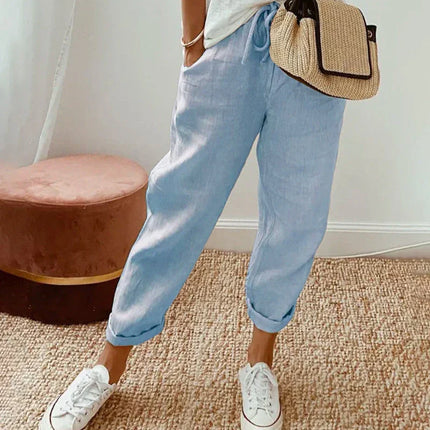 Women's Relaxed Fit Trousers with Drawstring Waist