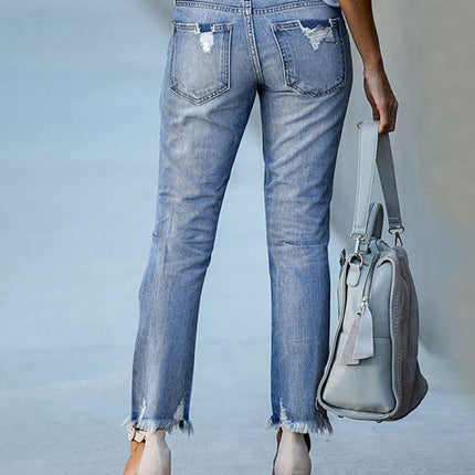Women's Ripped Denim Casual Pants