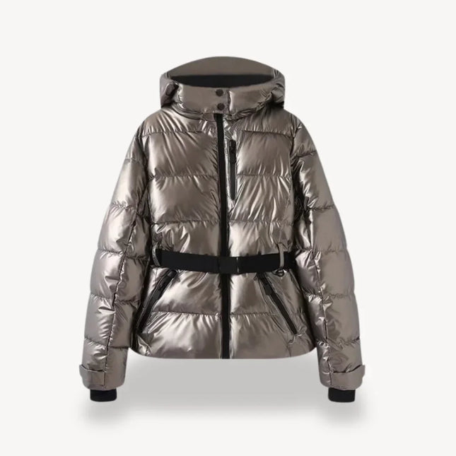 Women's Puffer Jacket with Belted Design