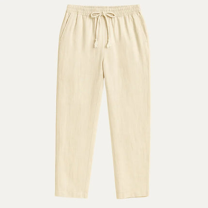 Men's Linen Pants Beige Classic Style