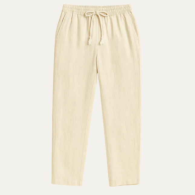 Men's Linen Pants Beige Classic Style