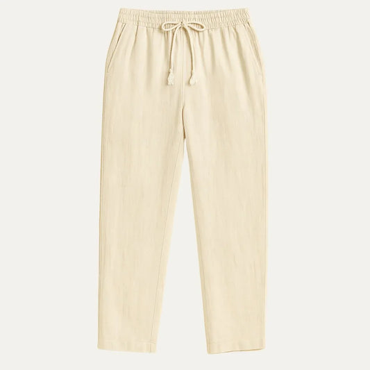 Men's Linen Pants Beige Classic Style