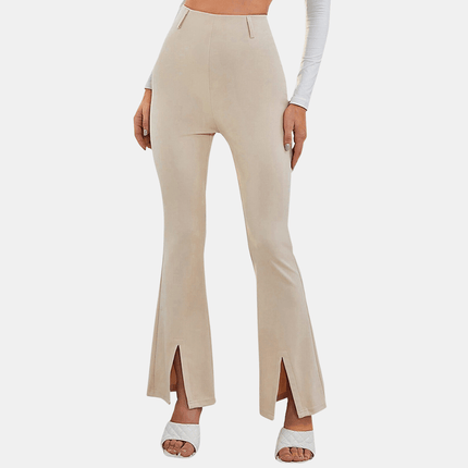 Women's High-Waisted Flare Trousers Stretch Fabric Slim Fit