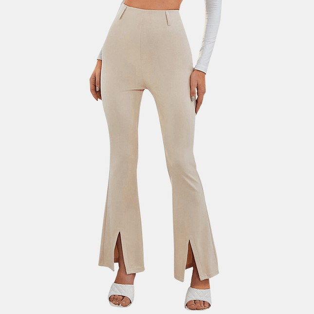 Women's High-Waisted Flare Trousers Stretch Fabric Slim Fit