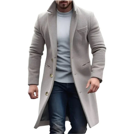 Men's Long Trench Coat Classic Style