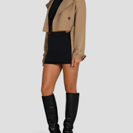 Women's Cropped Belted Trench Jacket