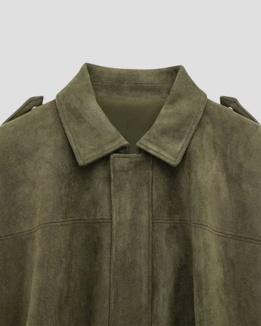 Women's Oversized Zip-Up Faux Suede Bomber Jacket