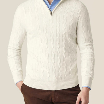 Men's Zipper Sweater Cable Knit