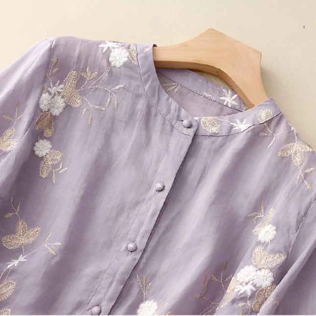 Women's Button-Down Embroidered Blouse