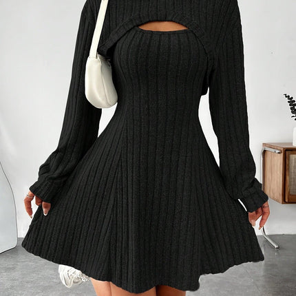 Women's Sweater Dress Cutout Ribbed Design