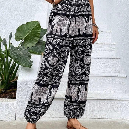 Women's Harem Trousers Bohemian Elephant Print