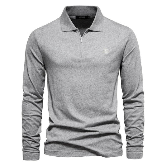 Men's Long Sleeve Polo Shirt Cotton
