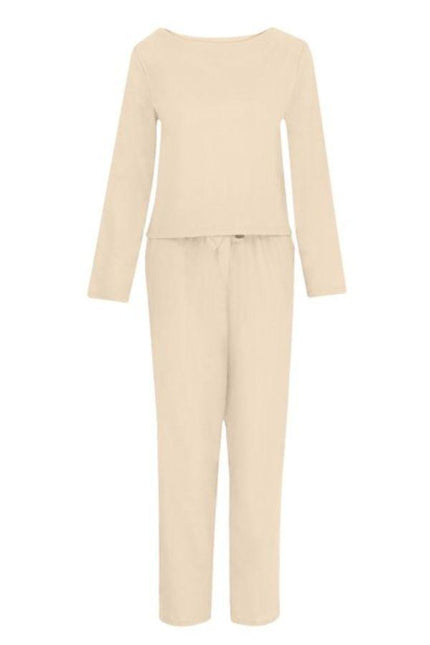 Women's Linen Long Sleeve Shirt and Elastic Waist Pencil Pants Set