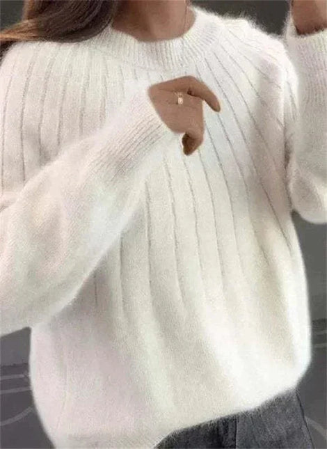 Women's Knitted Jumper Fluffy Cashmere-Like