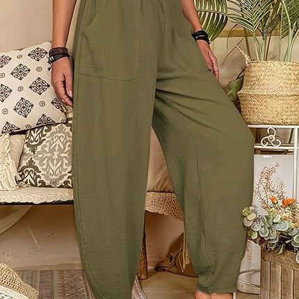 Women's Lightweight Breathable Trousers Relaxed Fit Elastic Waist