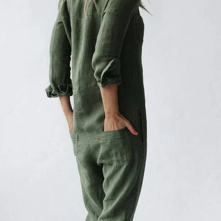Women's Jumpsuit Button-Up with Pockets