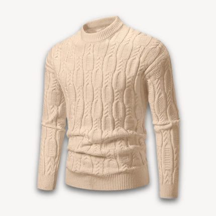 Men's Crewneck Sweater Cable Knit Cotton Blend